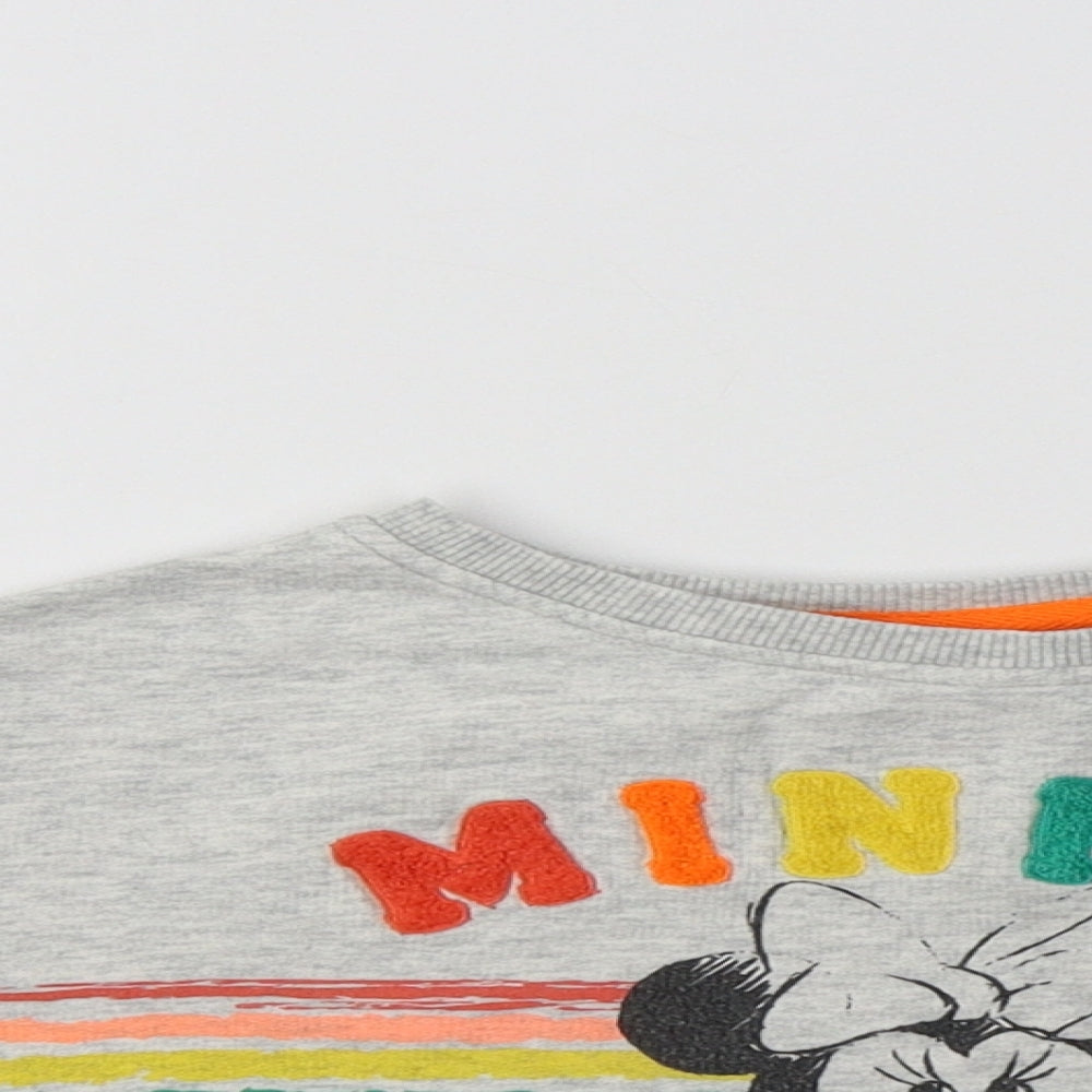 NEXT Girls Grey Striped Cotton Pullover Sweatshirt Size 4 Years   - Minnie Mouse