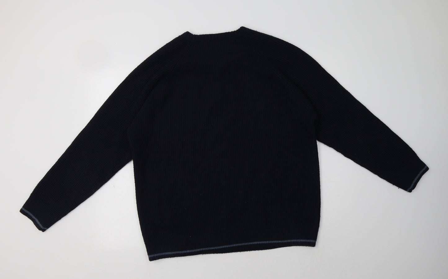 Zantos Mens Blue V-Neck  Acrylic Pullover Jumper Size L
