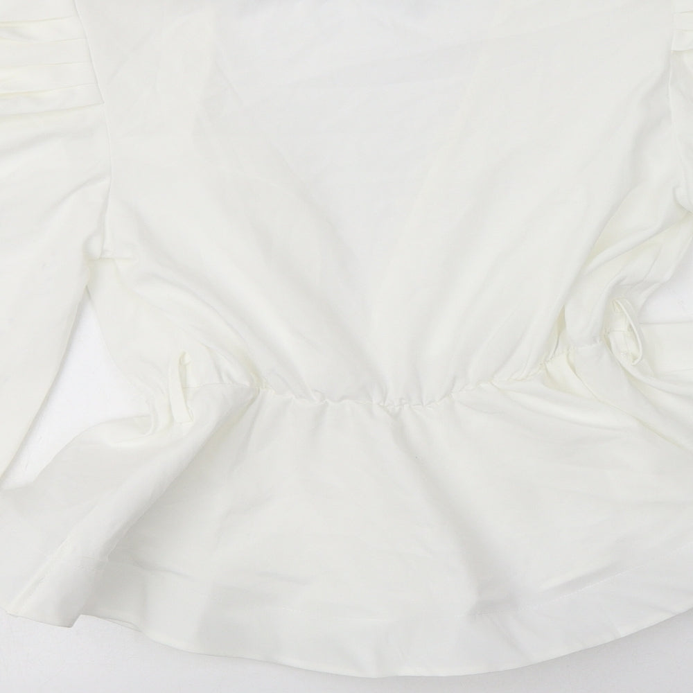 Missguided Womens White  Polyester Basic Blouse Size 8 V-Neck
