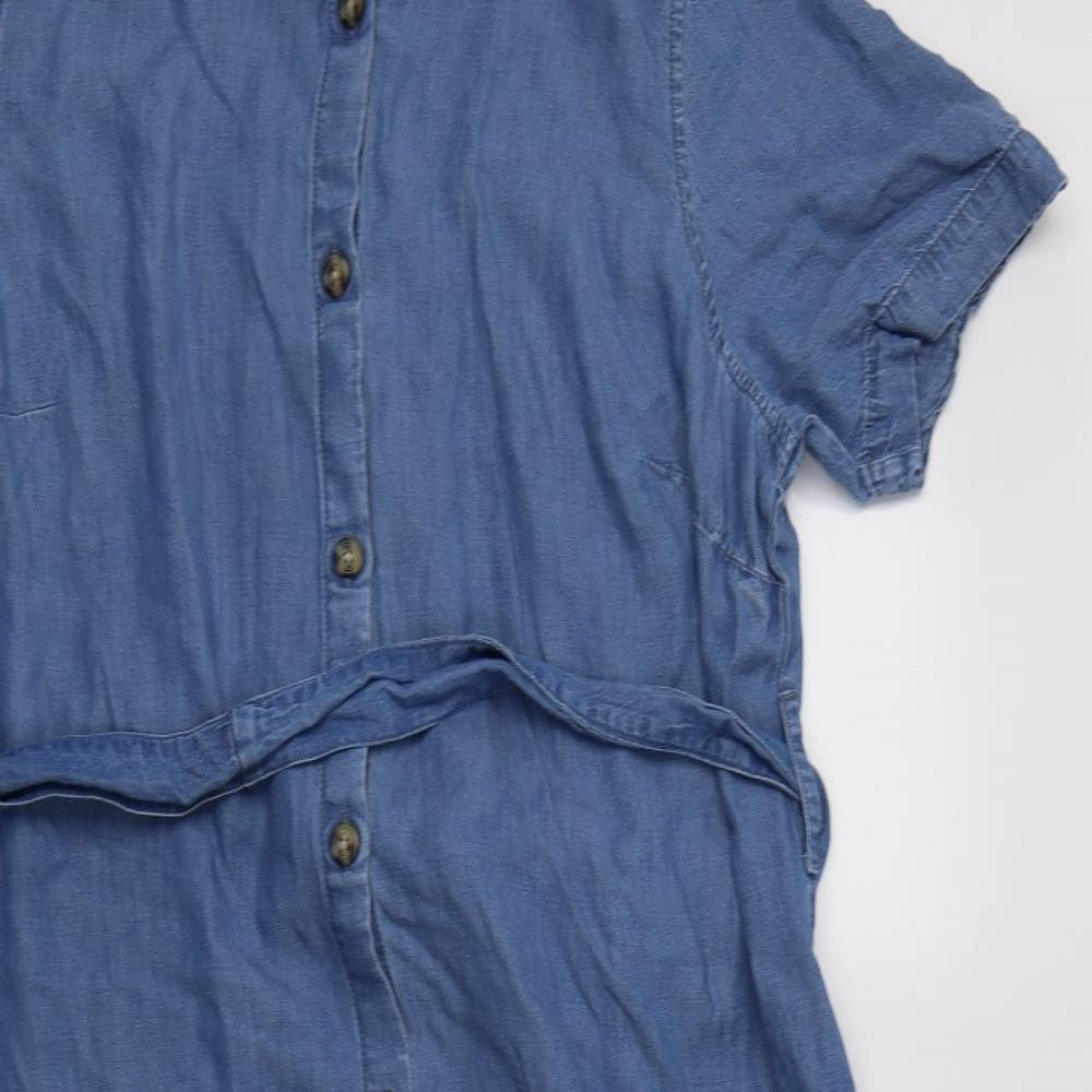 Very Womens Blue  Lyocell Shirt Dress  Size 22  Collared