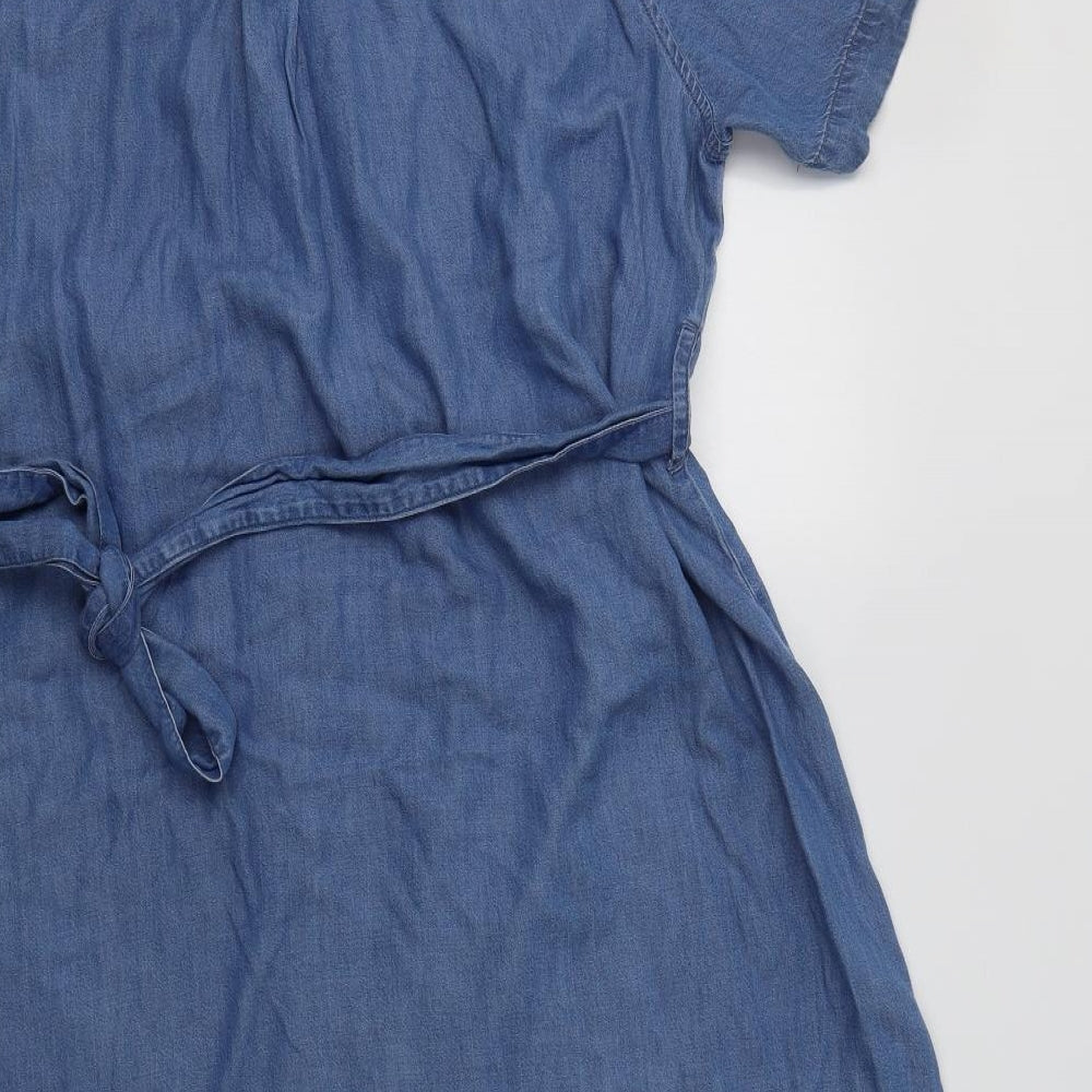 Very Womens Blue  Lyocell Shirt Dress  Size 22  Collared