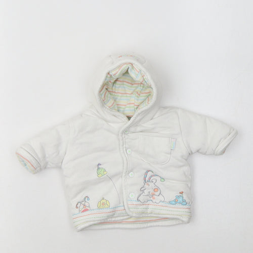 M&S Baby White   Basic Jacket Jacket Size 0-3 Months    - Cute Animals