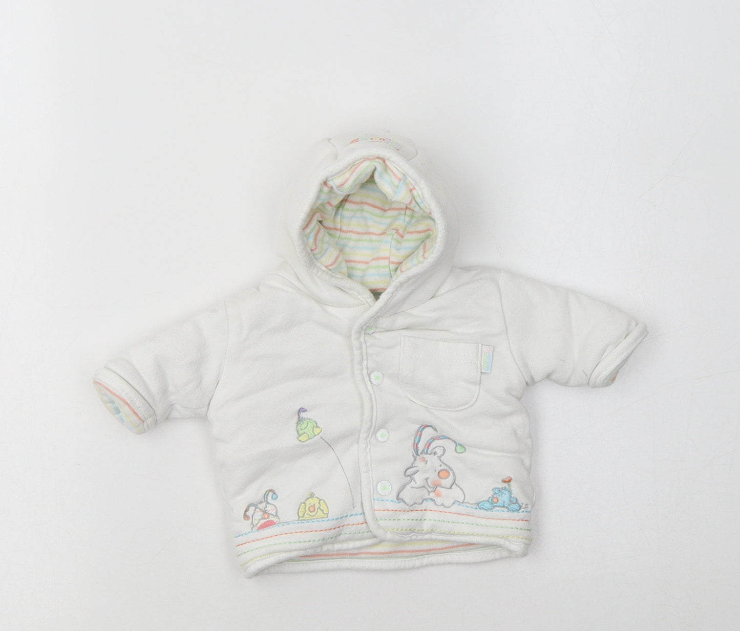 M&S Baby White   Basic Jacket Jacket Size 0-3 Months    - Cute Animals