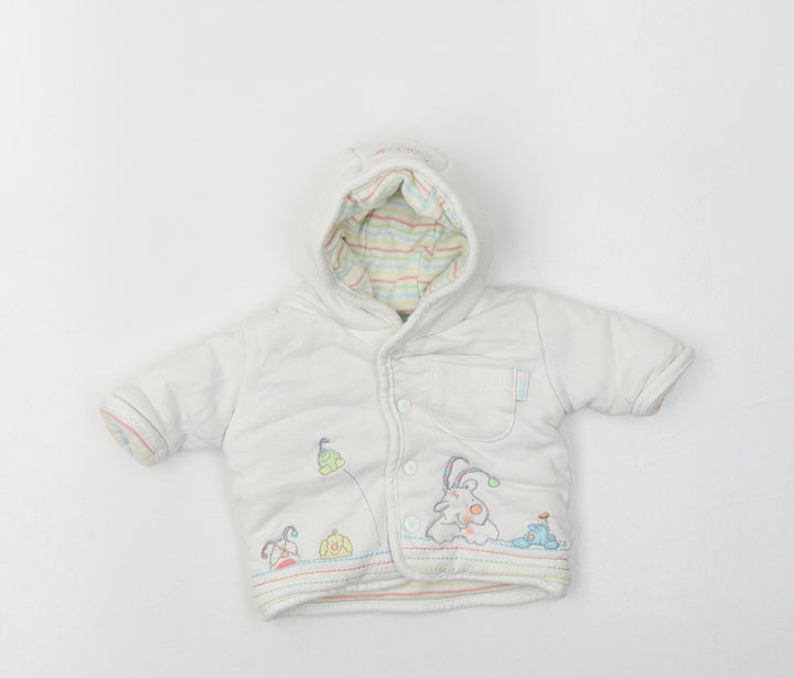 M&S Baby White   Basic Jacket Jacket Size 0-3 Months    - Cute Animals