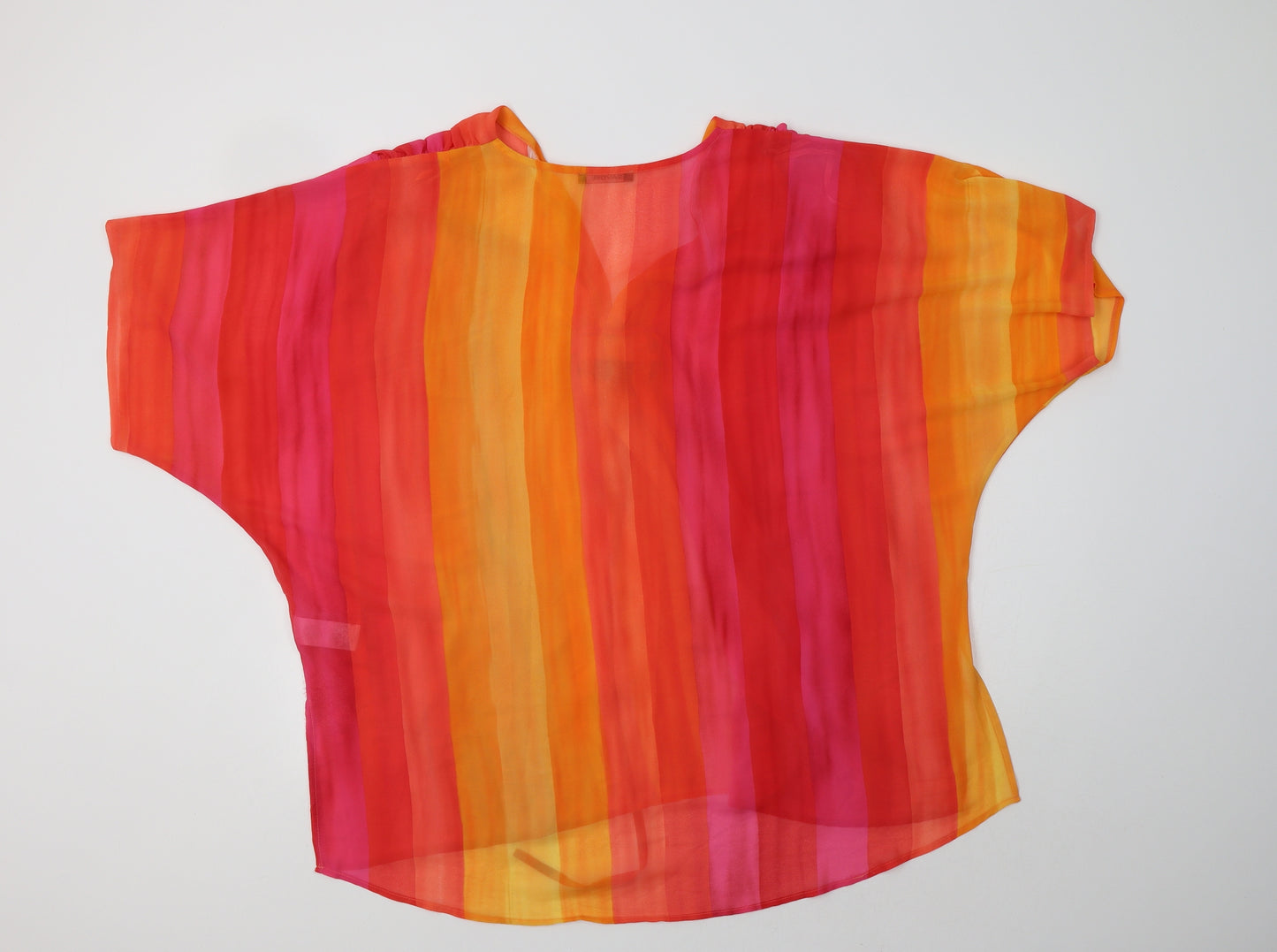 Savoir Womens Multicoloured Striped Polyester Tunic Blouse Size L V-Neck - Beach Cover Up