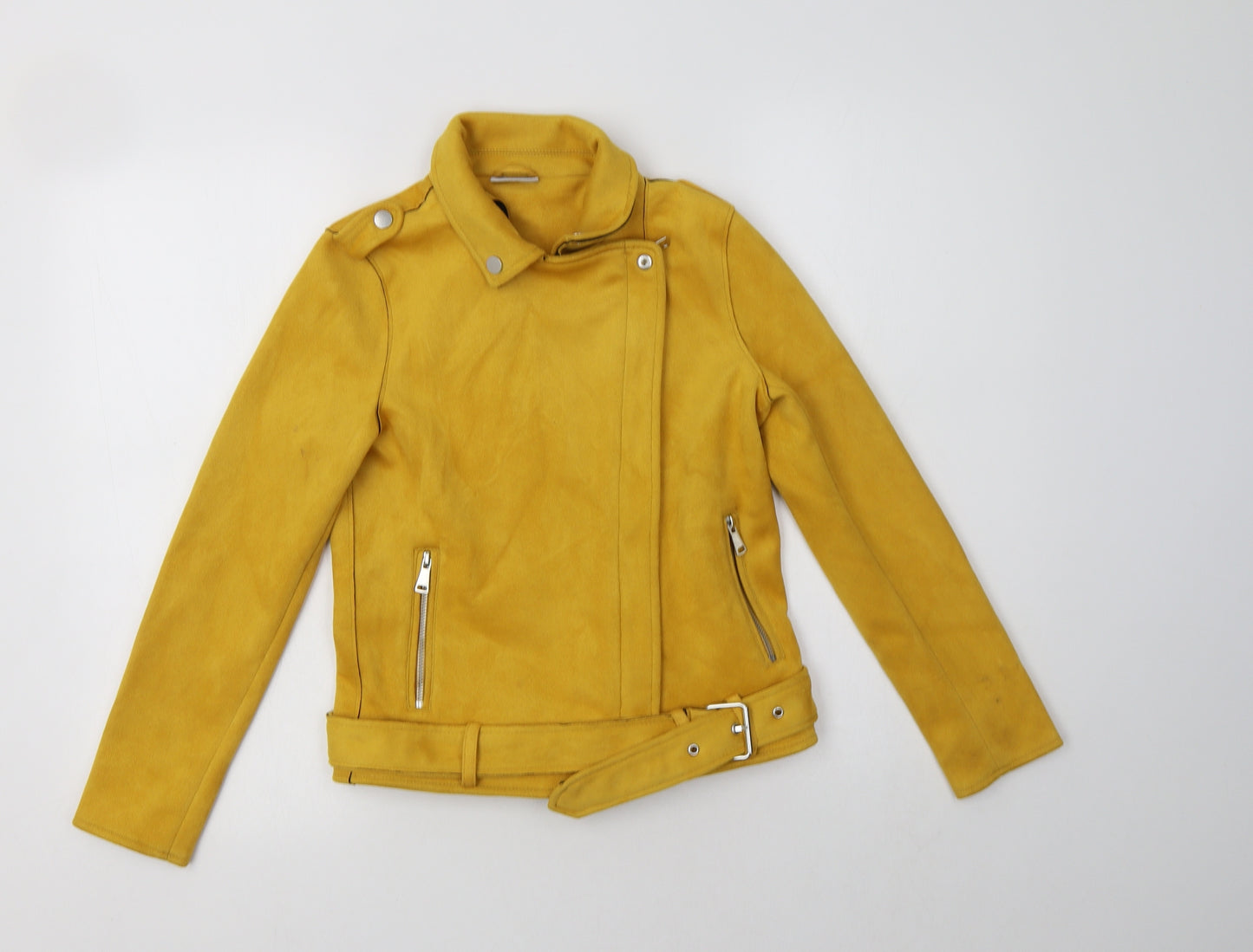 Matalan Girls Yellow   Motorcycle Jacket Jacket Size 11 Years