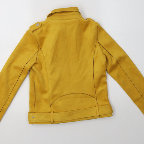 Matalan Girls Yellow   Motorcycle Jacket Jacket Size 11 Years