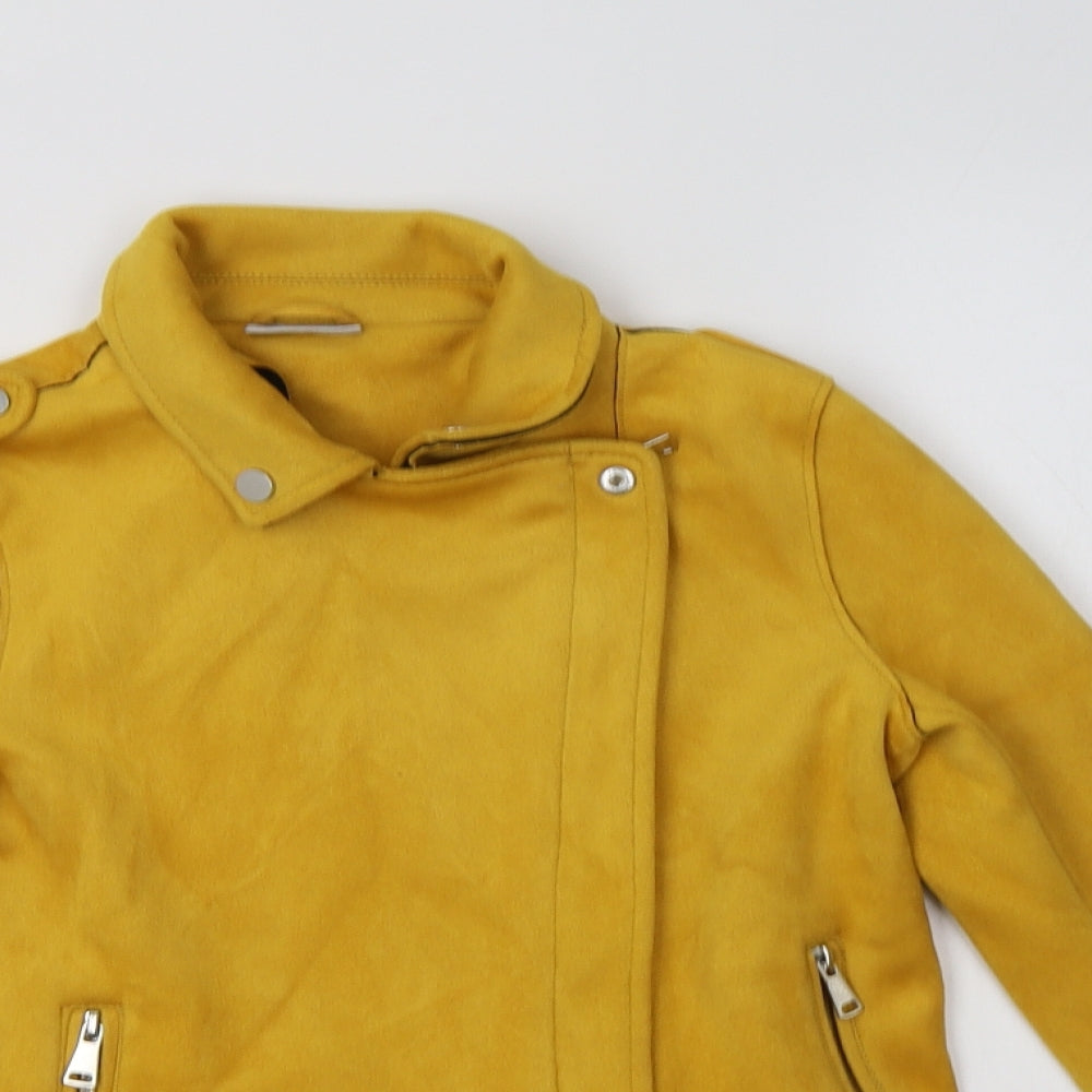 Matalan Girls Yellow   Motorcycle Jacket Jacket Size 11 Years