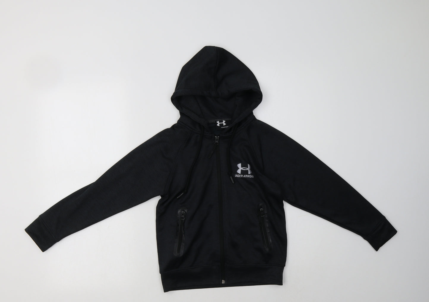 Under armour Boys Grey  Polyester Full Zip Hoodie Size 7-8 Years
