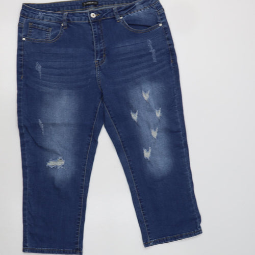 Sheilay Womens Blue  Cotton Cropped Jeans Size 34 L22 in Regular