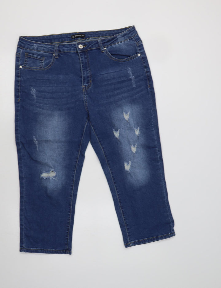 Sheilay Womens Blue Cotton Cropped Jeans Size 34 L22 in Regular