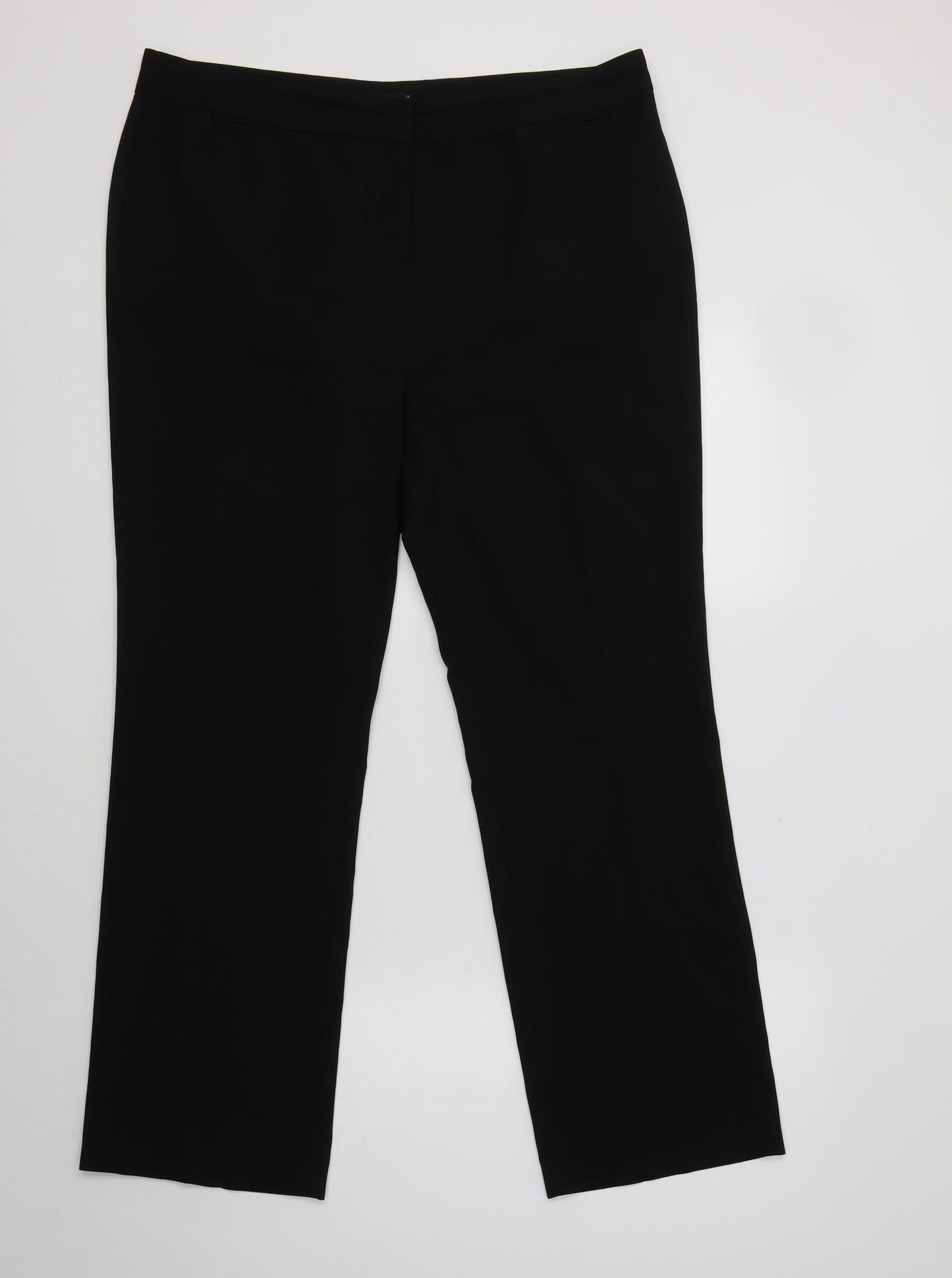 Papaya Womens Black  Polyester Dress Pants Trousers Size 14 L30 in Regular