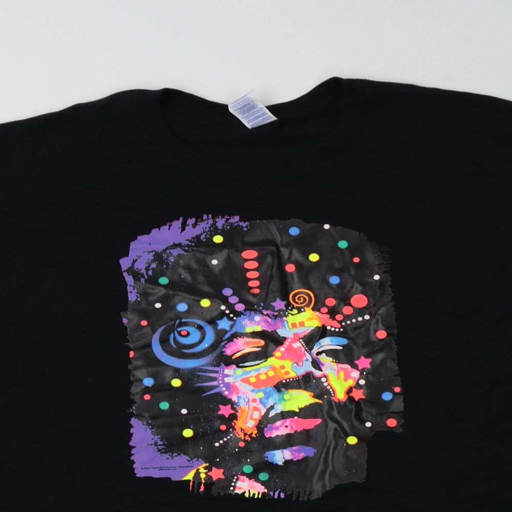 Gildan Womens Black  Cotton Basic Polo Size 4XL Crew Neck