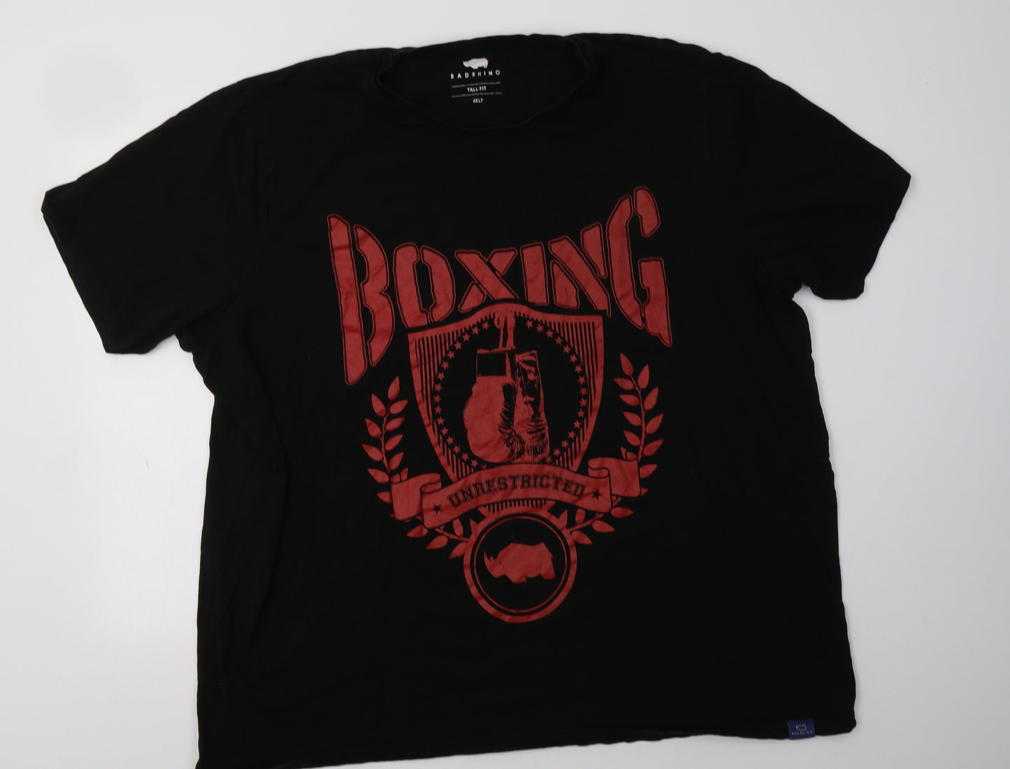 Bad Rhino Mens Black  Cotton  T-Shirt Size 4XL Crew Neck  - Boxing