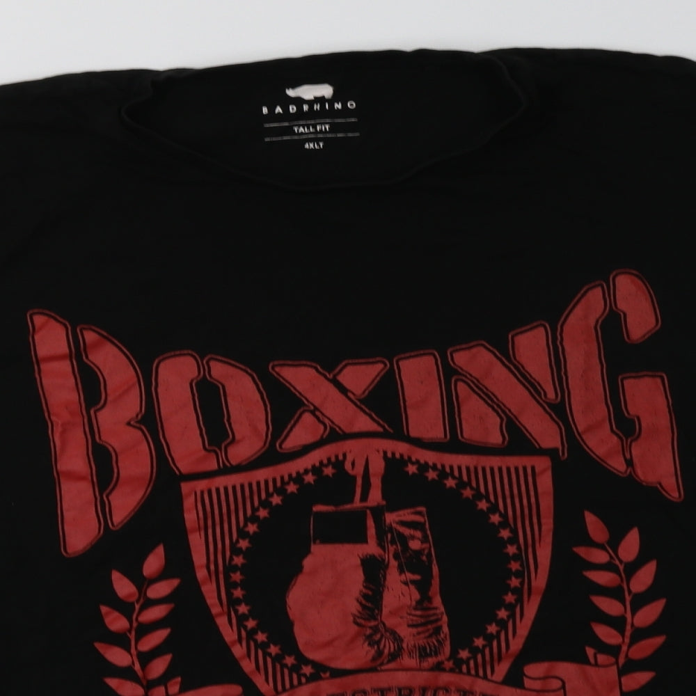Bad Rhino Mens Black  Cotton  T-Shirt Size 4XL Crew Neck  - Boxing