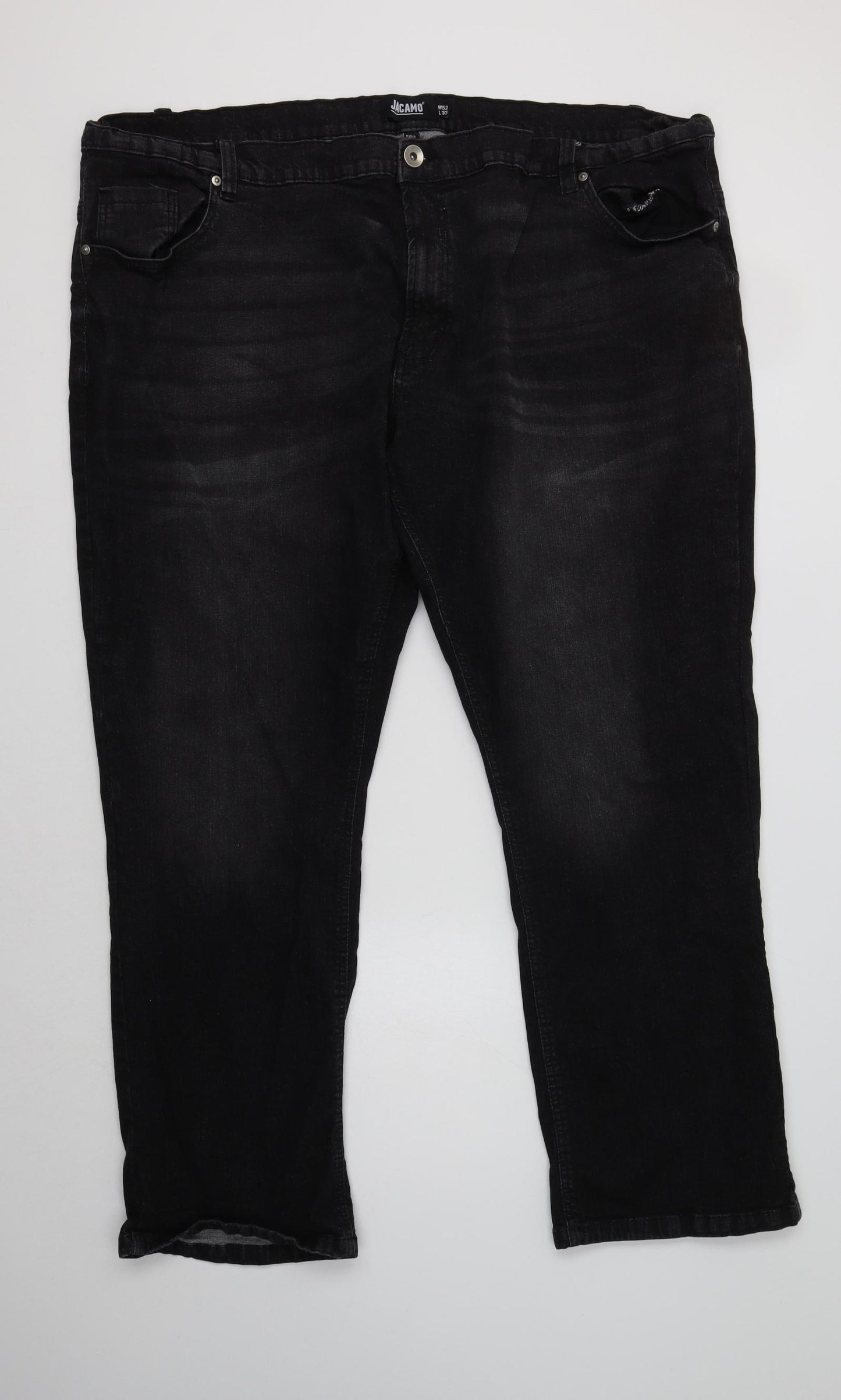 Jacamo Mens Black  Cotton Straight Jeans Size 52 L33 in Regular