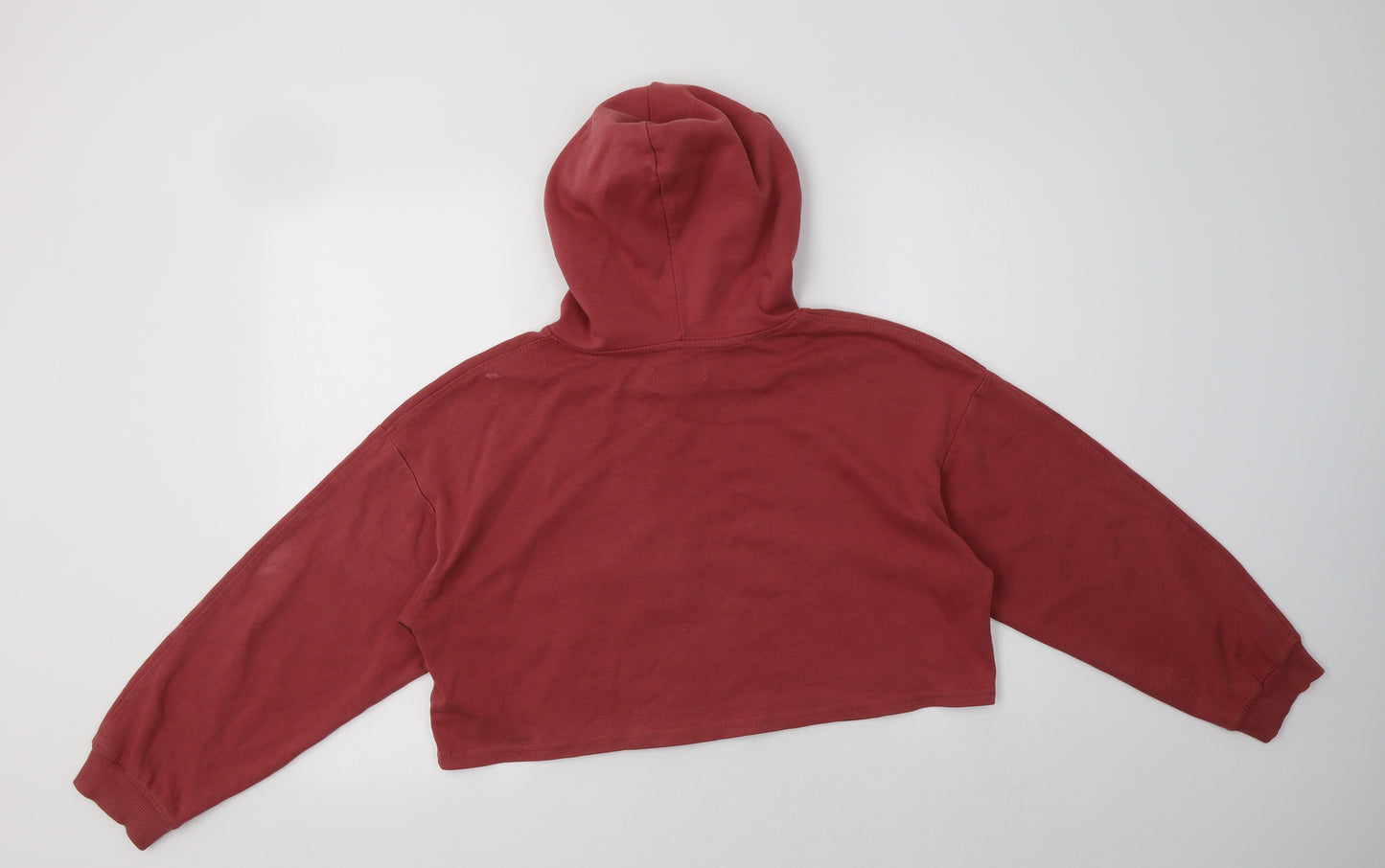 Bershka Womens Pink  Cotton Pullover Hoodie Size L   - Cropped