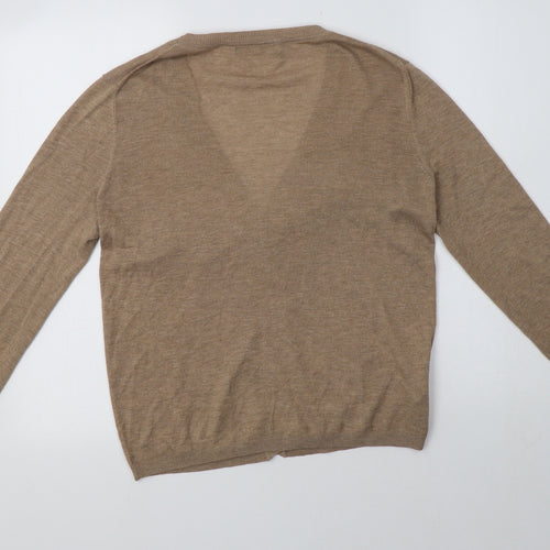 Mango Womens Beige V-Neck  Acrylic Cardigan Jumper Size M