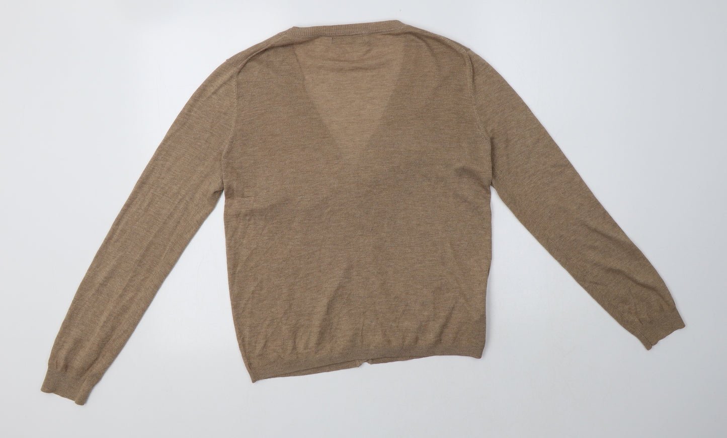 Mango Womens Beige V-Neck  Acrylic Cardigan Jumper Size M