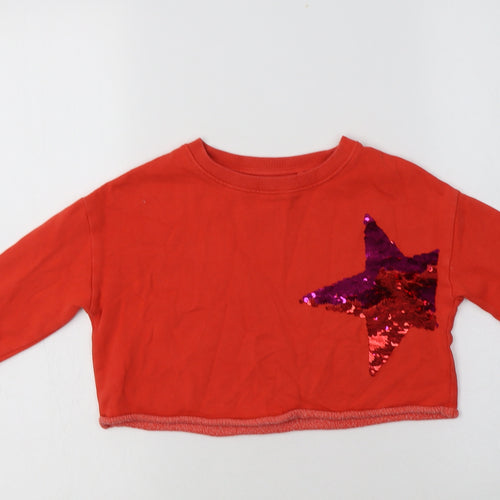 NEXT Girls Red  Polyester Pullover Sweatshirt Size 4 Years   - Star