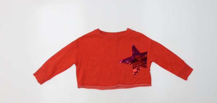 NEXT Girls Red  Polyester Pullover Sweatshirt Size 4 Years   - Star
