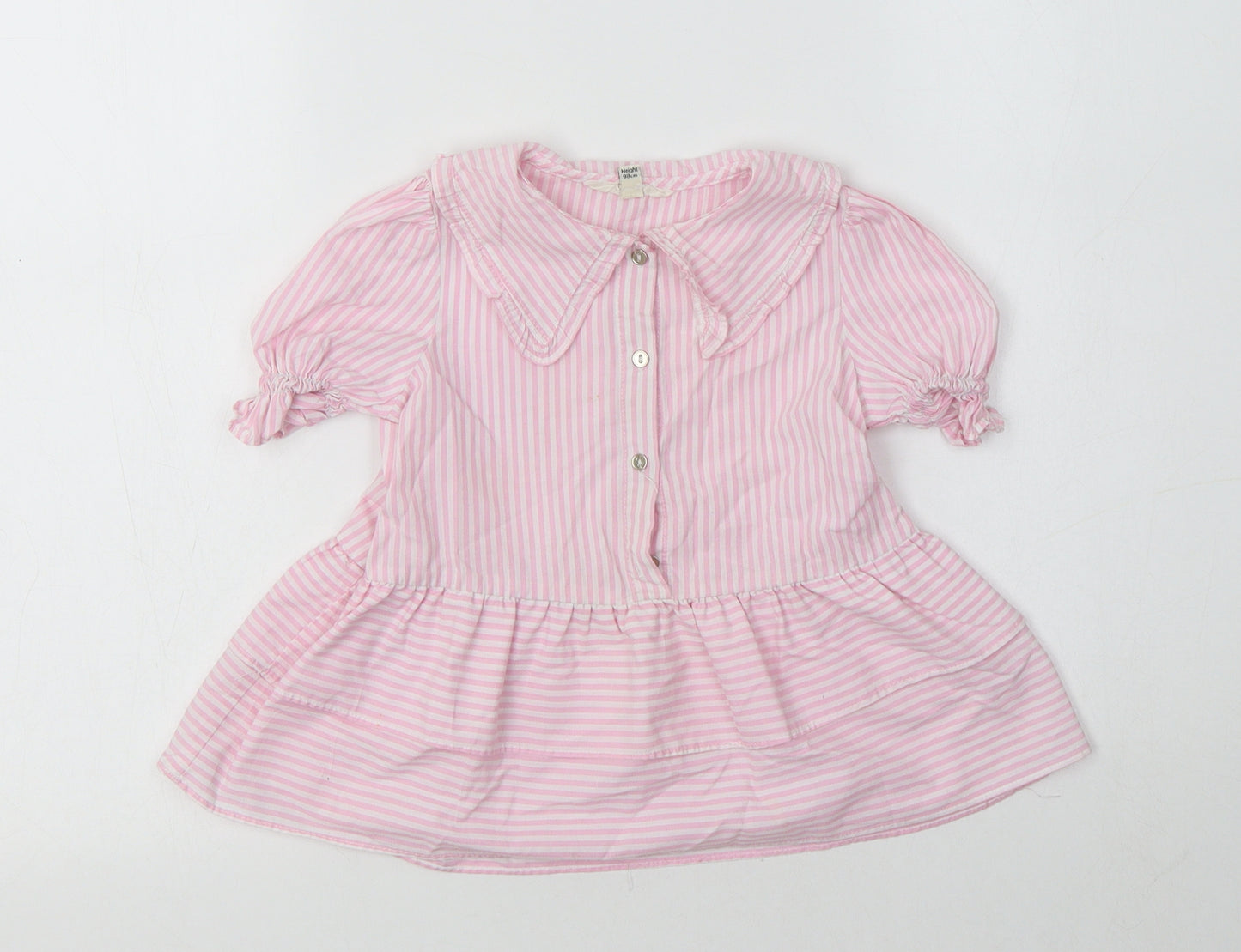 River Island Girls Pink Striped Cotton Basic Blouse Size 2-3 Years Collared
