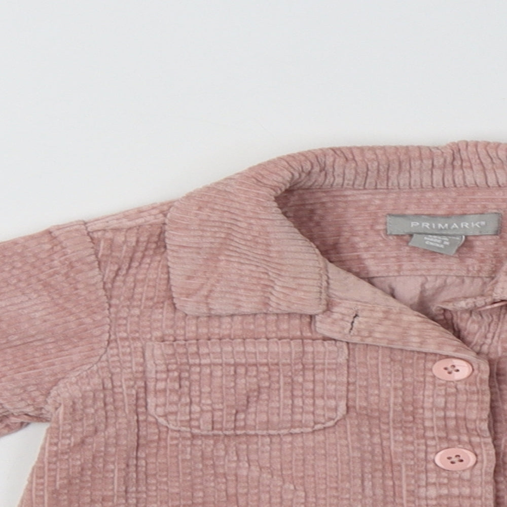 Primark Girls Pink  Cotton Basic Button-Up Size 2-3 Years Collared