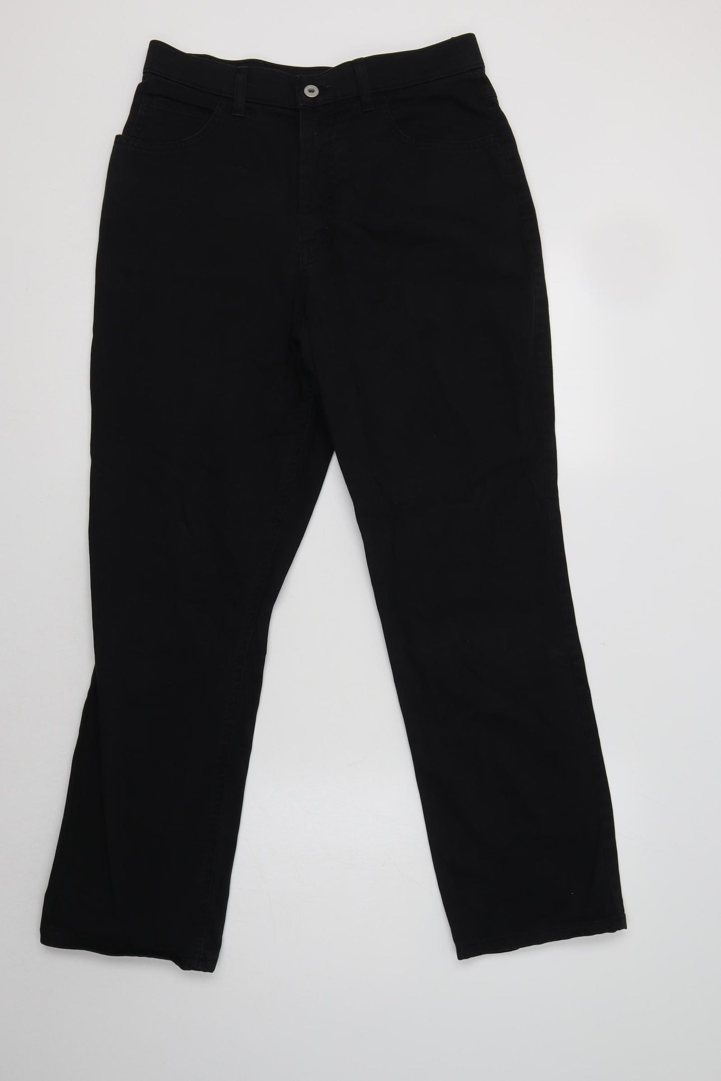 M&S Womens Black  Cotton Straight Jeans Size 14 L31 in Regular