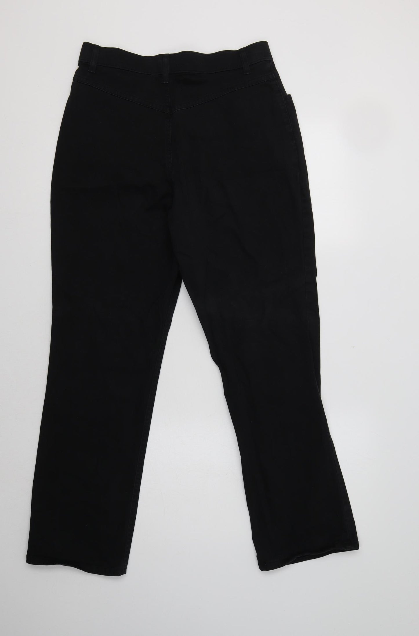 M&S Womens Black  Cotton Straight Jeans Size 14 L31 in Regular