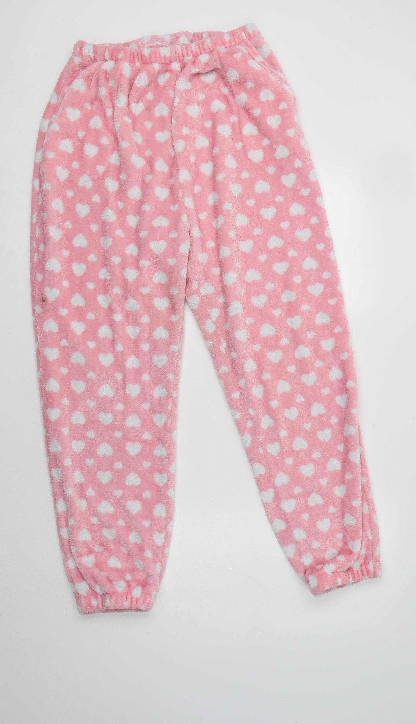 SheIn Womens Pink  Polyester  Pyjama Pants Size L   - Heart Print