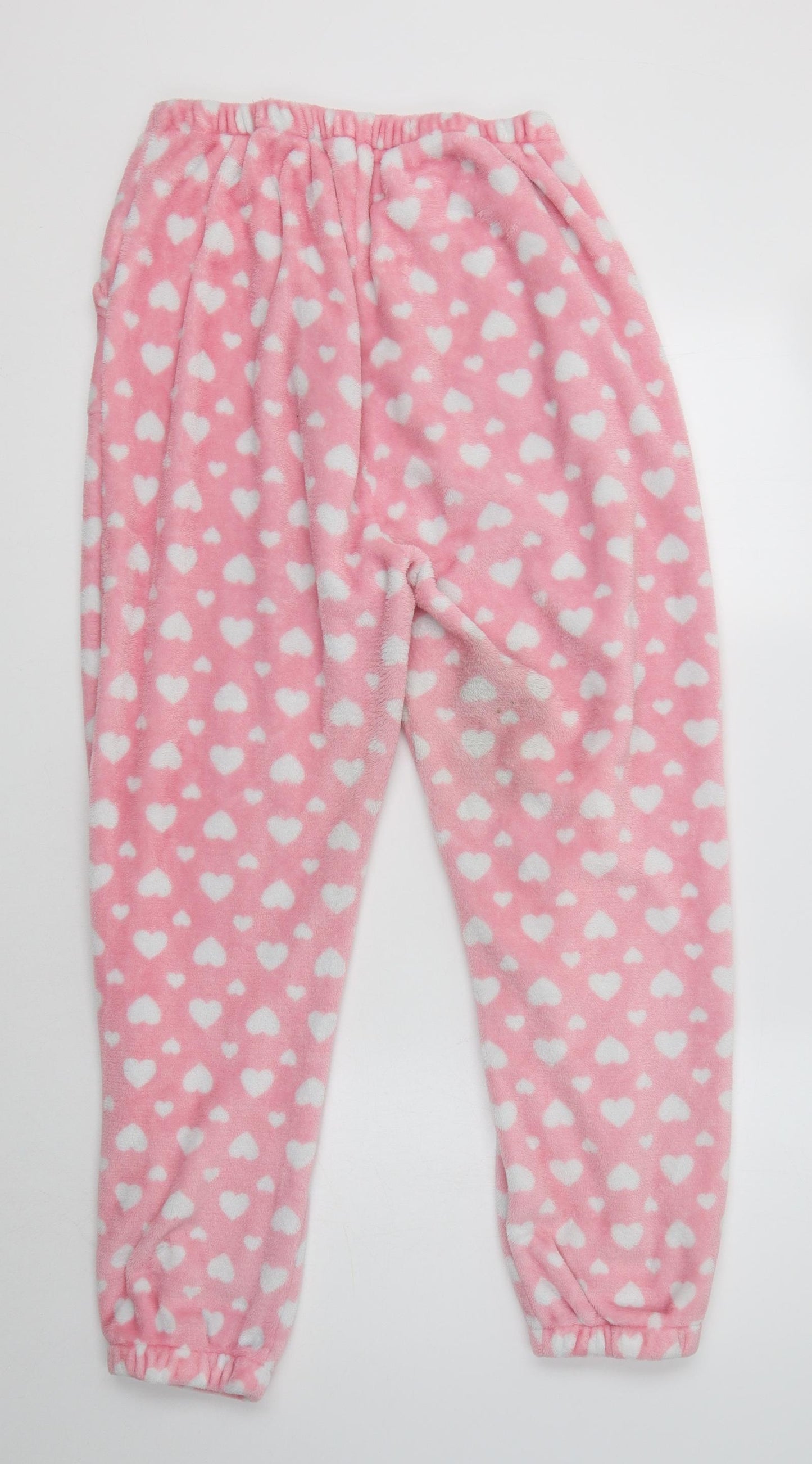 SheIn Womens Pink  Polyester  Pyjama Pants Size L   - Heart Print
