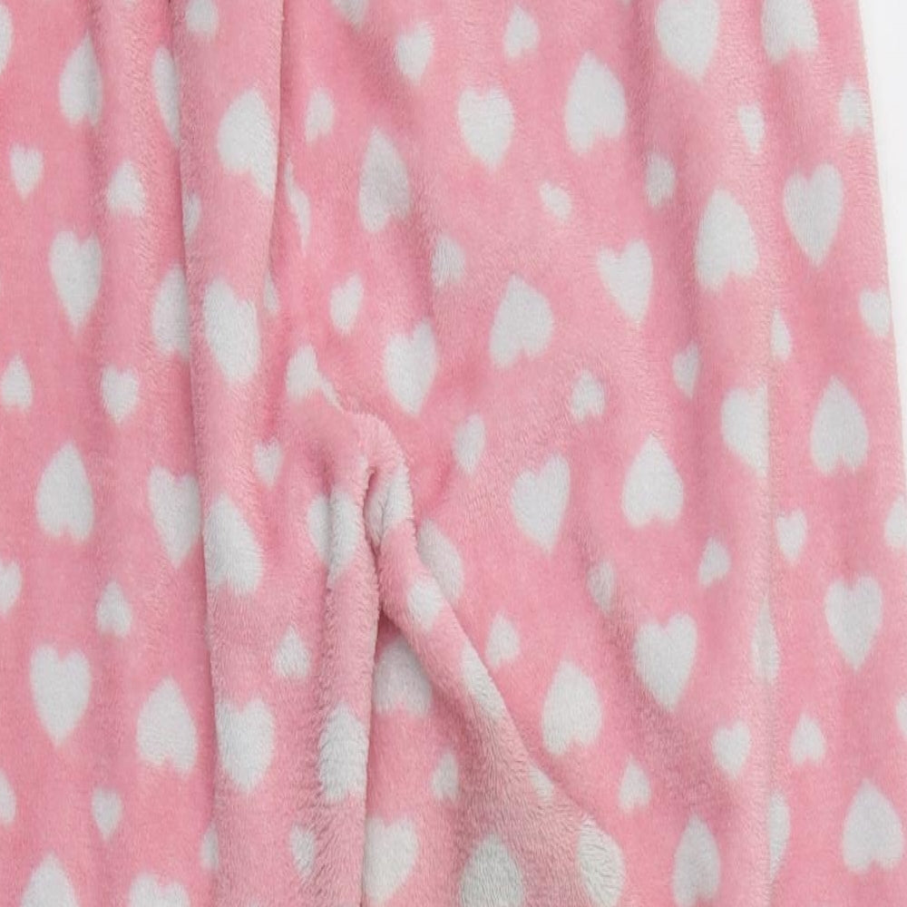 SheIn Womens Pink  Polyester  Pyjama Pants Size L   - Heart Print