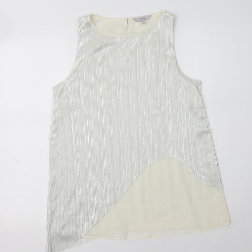 NEXT Womens Silver  Polyester Basic Blouse Size 10 Round Neck