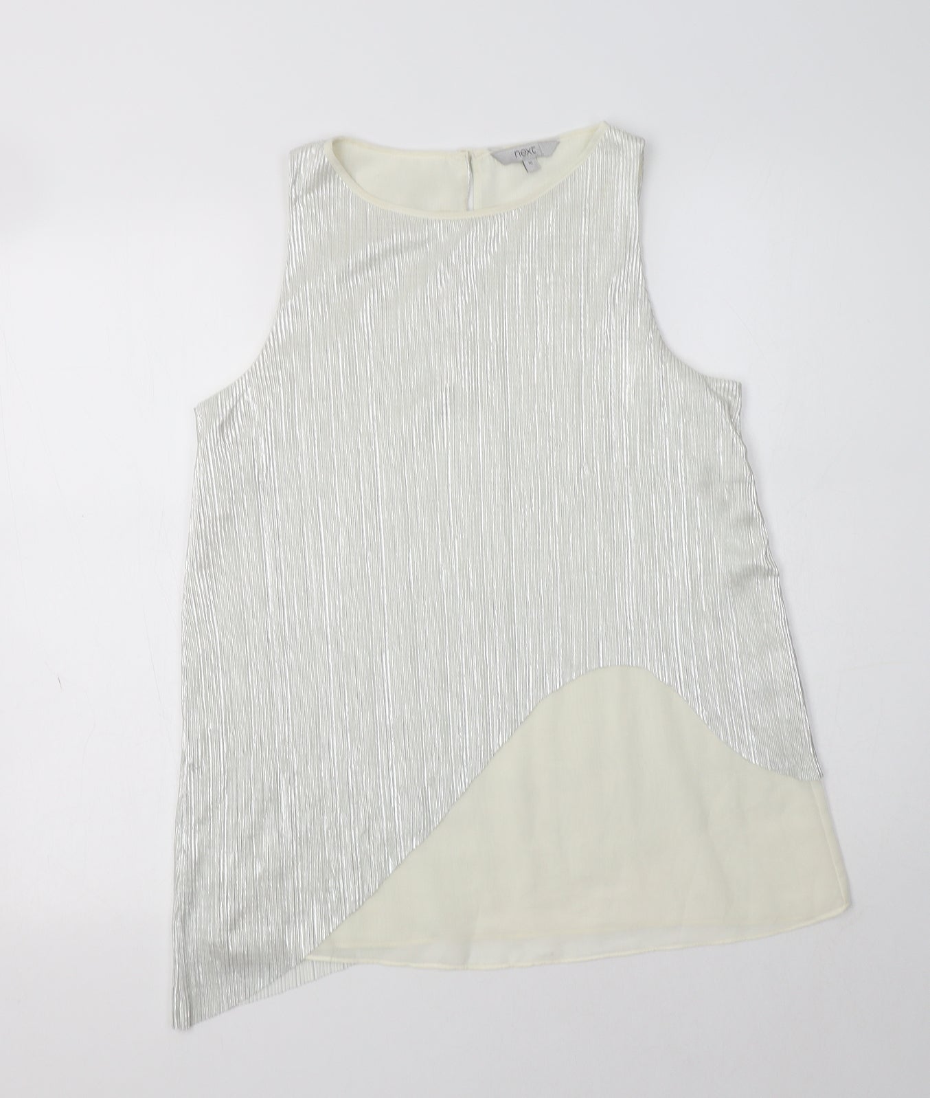 NEXT Womens Silver  Polyester Basic Blouse Size 10 Round Neck