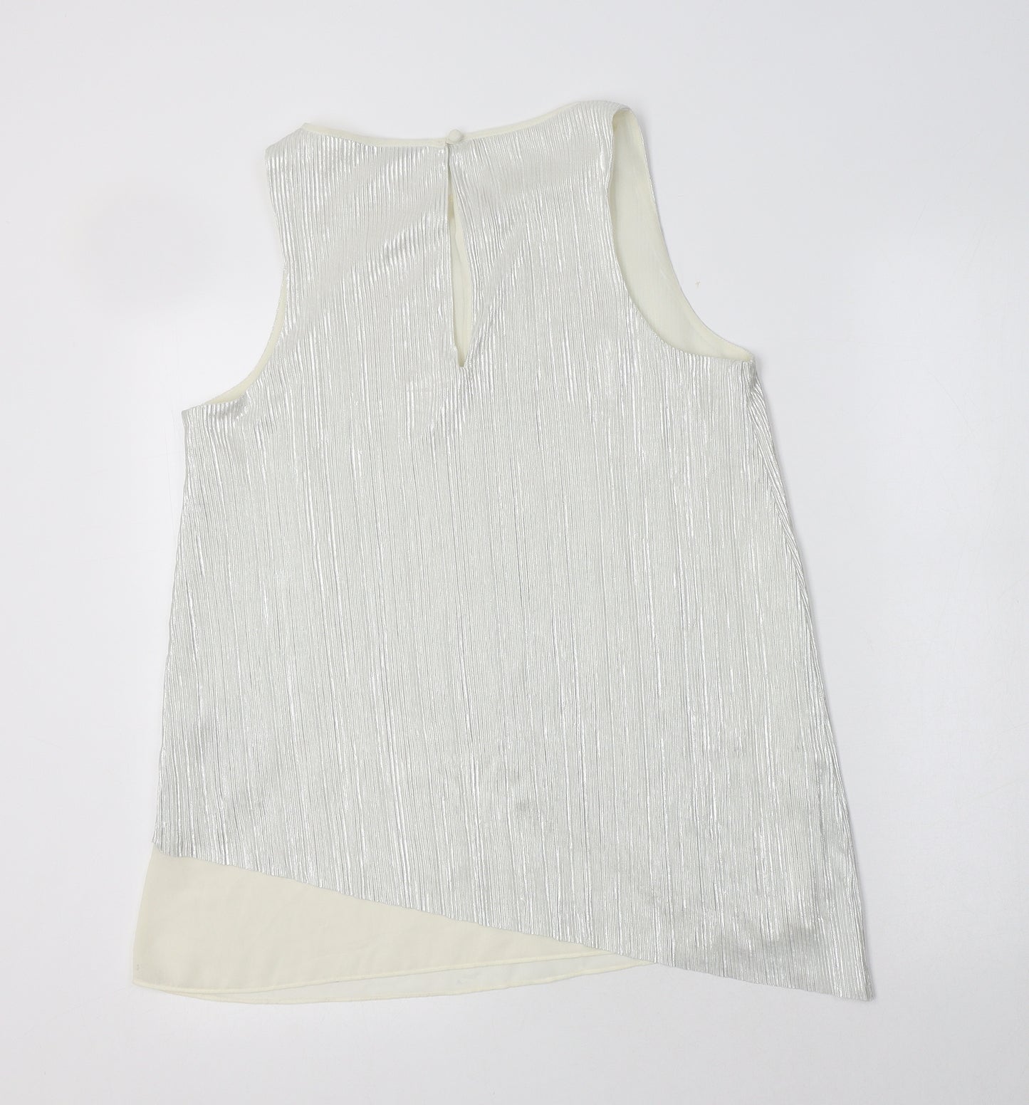 NEXT Womens Silver  Polyester Basic Blouse Size 10 Round Neck