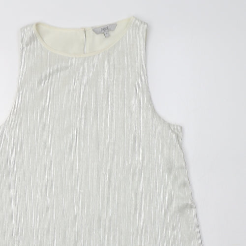 NEXT Womens Silver  Polyester Basic Blouse Size 10 Round Neck