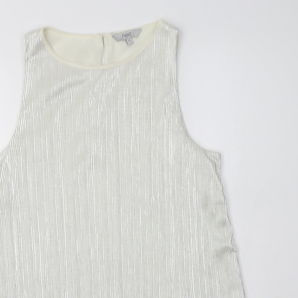 NEXT Womens Silver  Polyester Basic Blouse Size 10 Round Neck