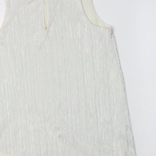 NEXT Womens Silver  Polyester Basic Blouse Size 10 Round Neck