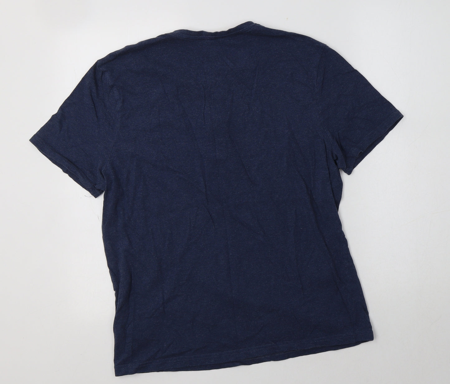 M&S Mens Blue  Cotton  T-Shirt Size M Henley