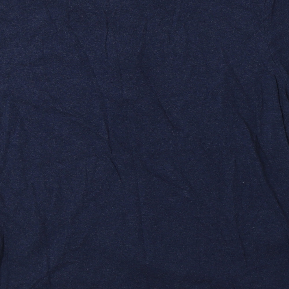M&S Mens Blue  Cotton  T-Shirt Size M Henley