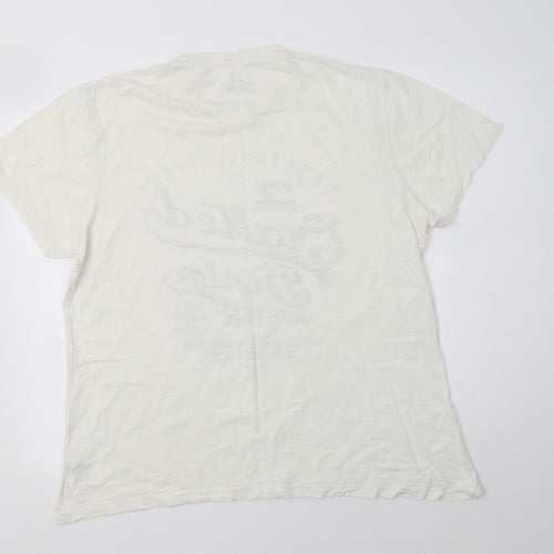George Mens Ivory  Cotton  T-Shirt Size L Crew Neck