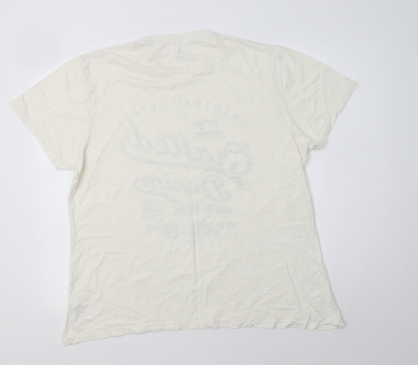 George Mens Ivory  Cotton  T-Shirt Size L Crew Neck