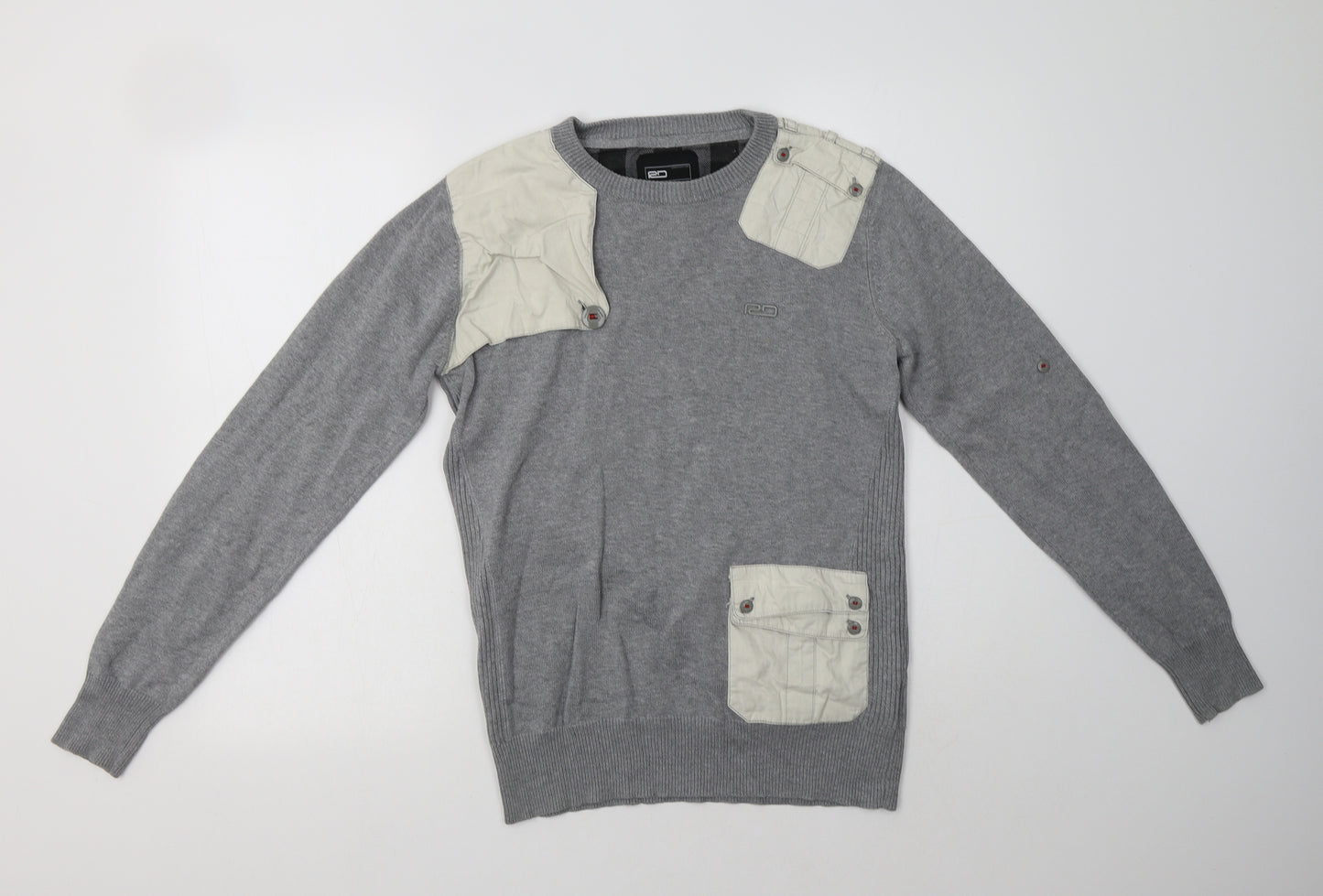 Rivington Denim Mens Grey Crew Neck  Cotton Pullover Jumper Size S