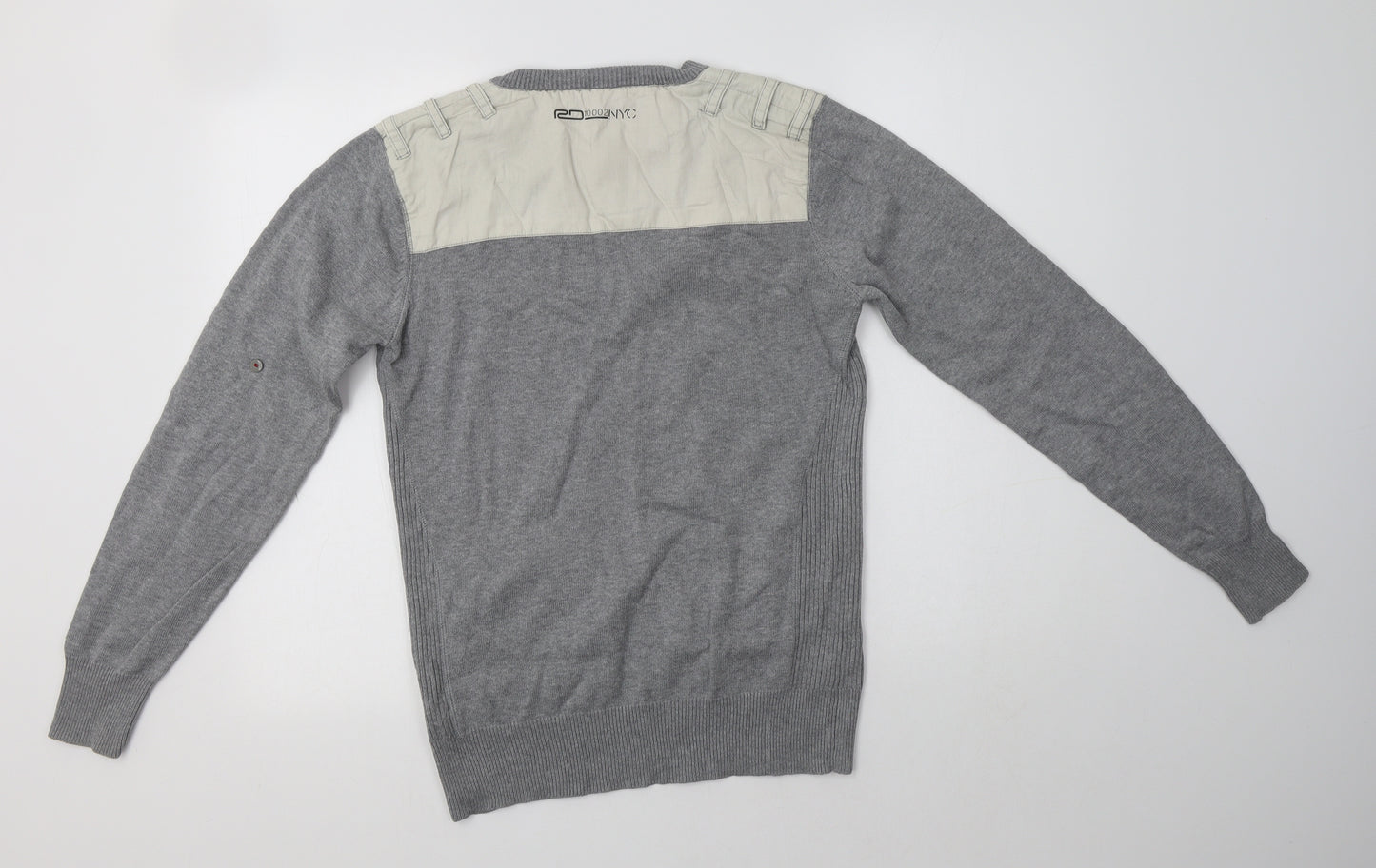 Rivington Denim Mens Grey Crew Neck  Cotton Pullover Jumper Size S