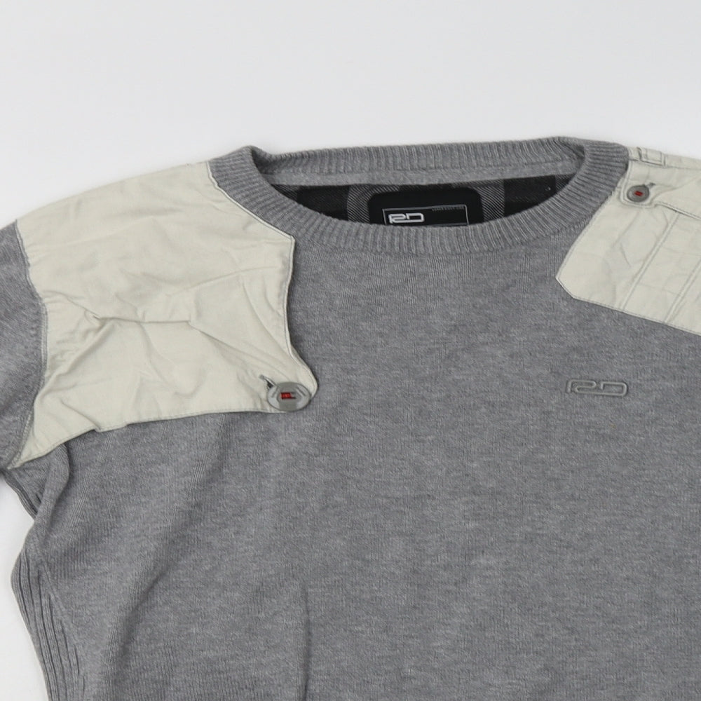 Rivington Denim Mens Grey Crew Neck  Cotton Pullover Jumper Size S