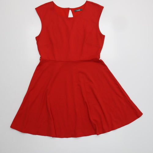 South Womens Red  Viscose Fit & Flare  Size 12  Round Neck