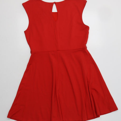South Womens Red  Viscose Fit & Flare  Size 12  Round Neck