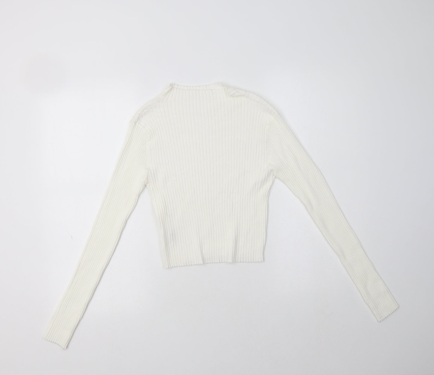 SheIn Womens Ivory Mock Neck  Viscose Pullover Jumper Size M
