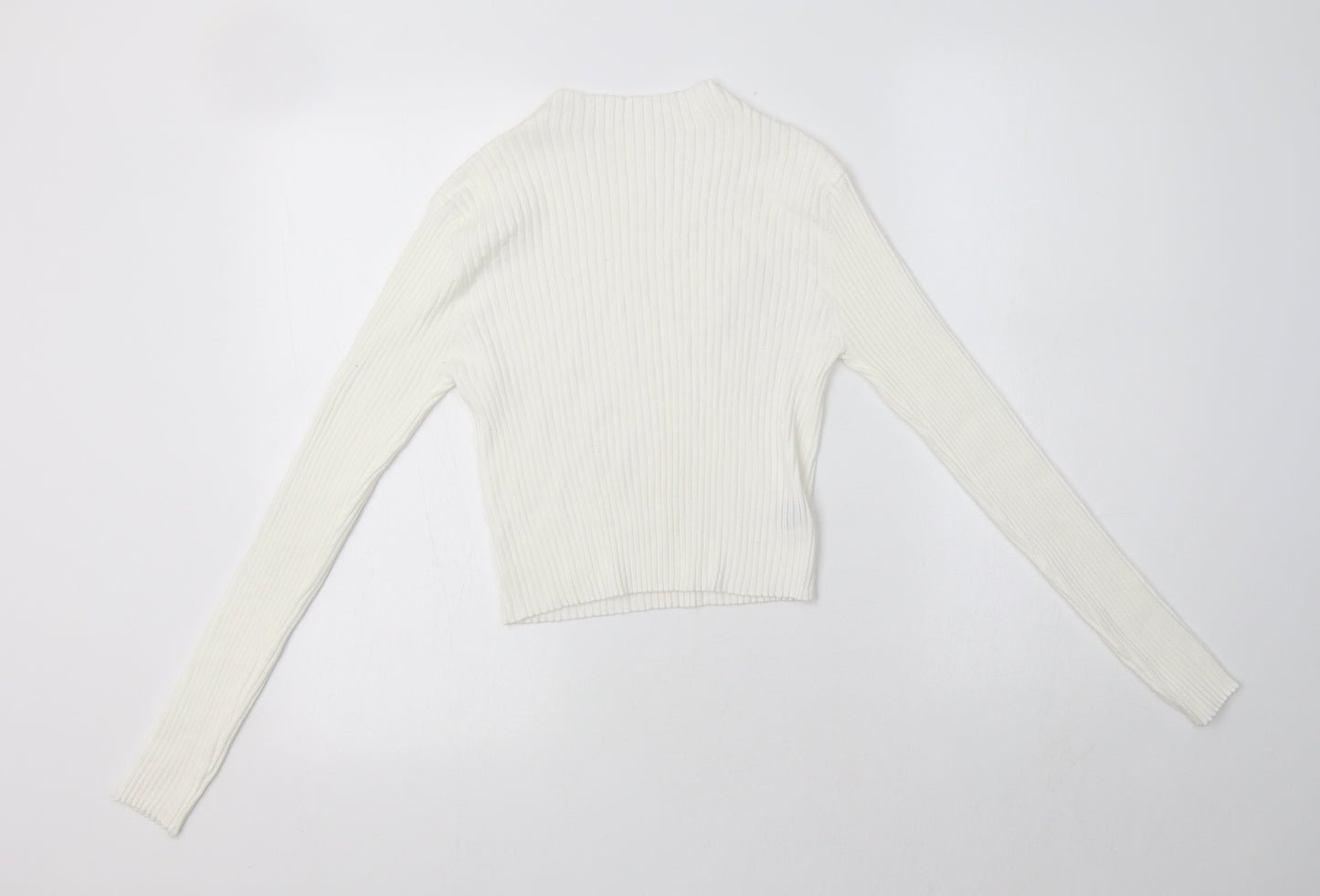 SheIn Womens Ivory Mock Neck  Viscose Pullover Jumper Size M