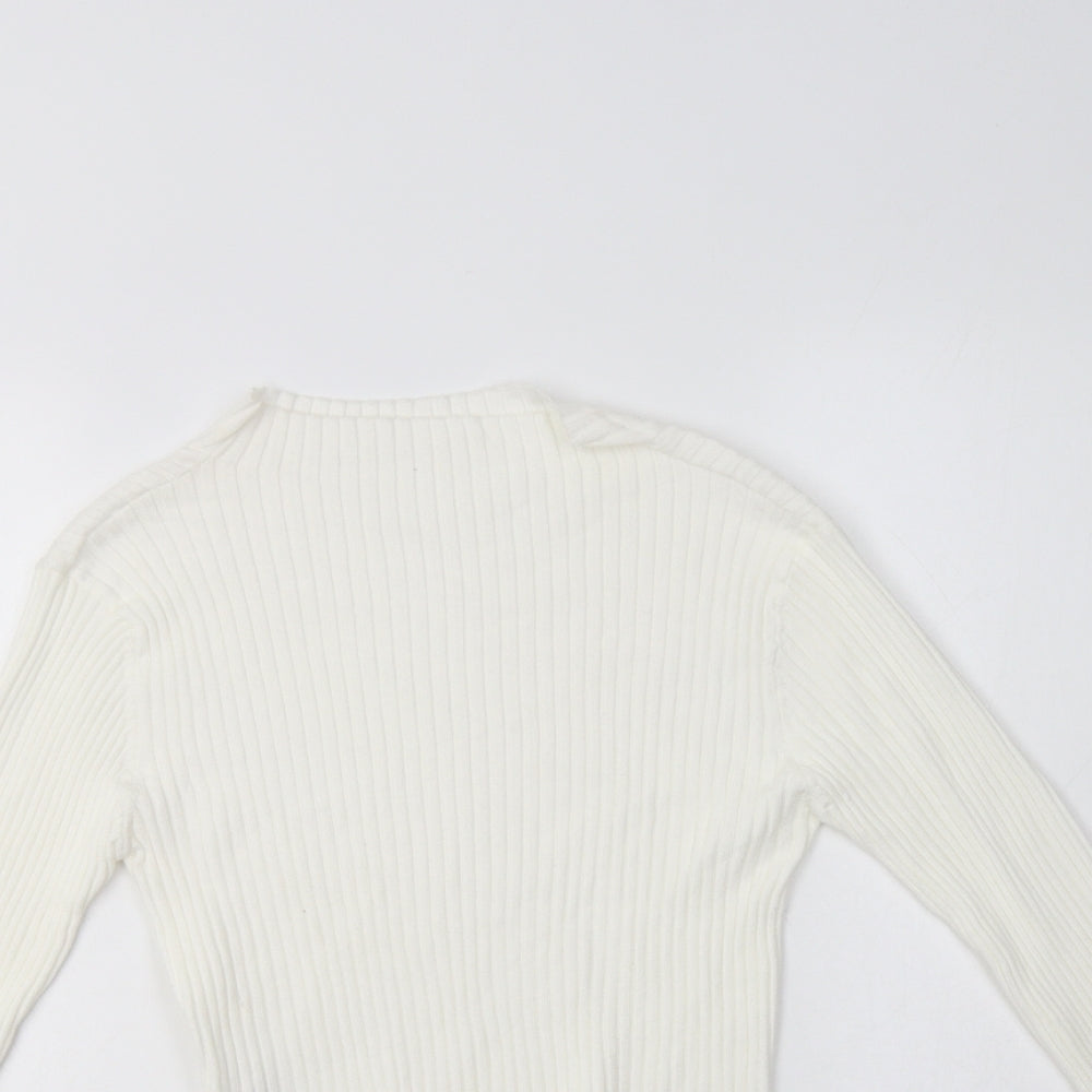 SheIn Womens Ivory Mock Neck  Viscose Pullover Jumper Size M